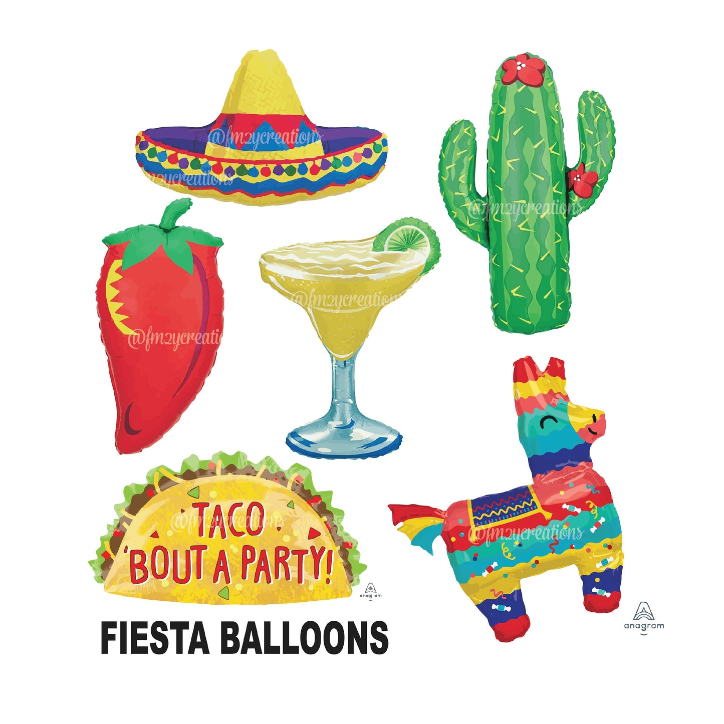 FIESTA PARTY Balloons | Fiesta Birthday Balloons | Fiesta decorations | Cactus Balloon Taco Party Decor | Cinco de Mayo Sombrero Balloon